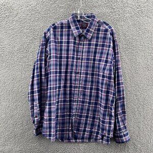 Untuckit Shirt Mens XL Long Sleeve Button Up Blue Plaid Cotton Casual